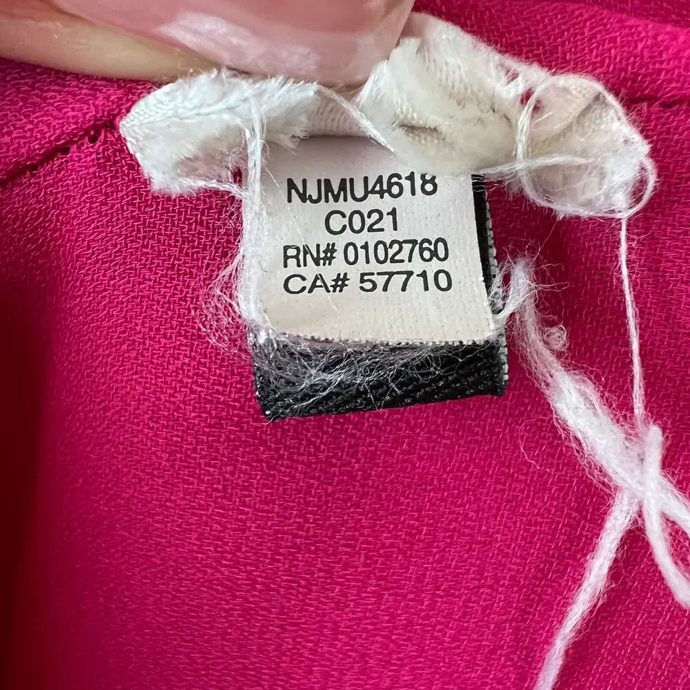 KATE SPADE Pink Fluid Crepe Frill Dress V-Neck Ruffle Sleeve Pullover Size 2